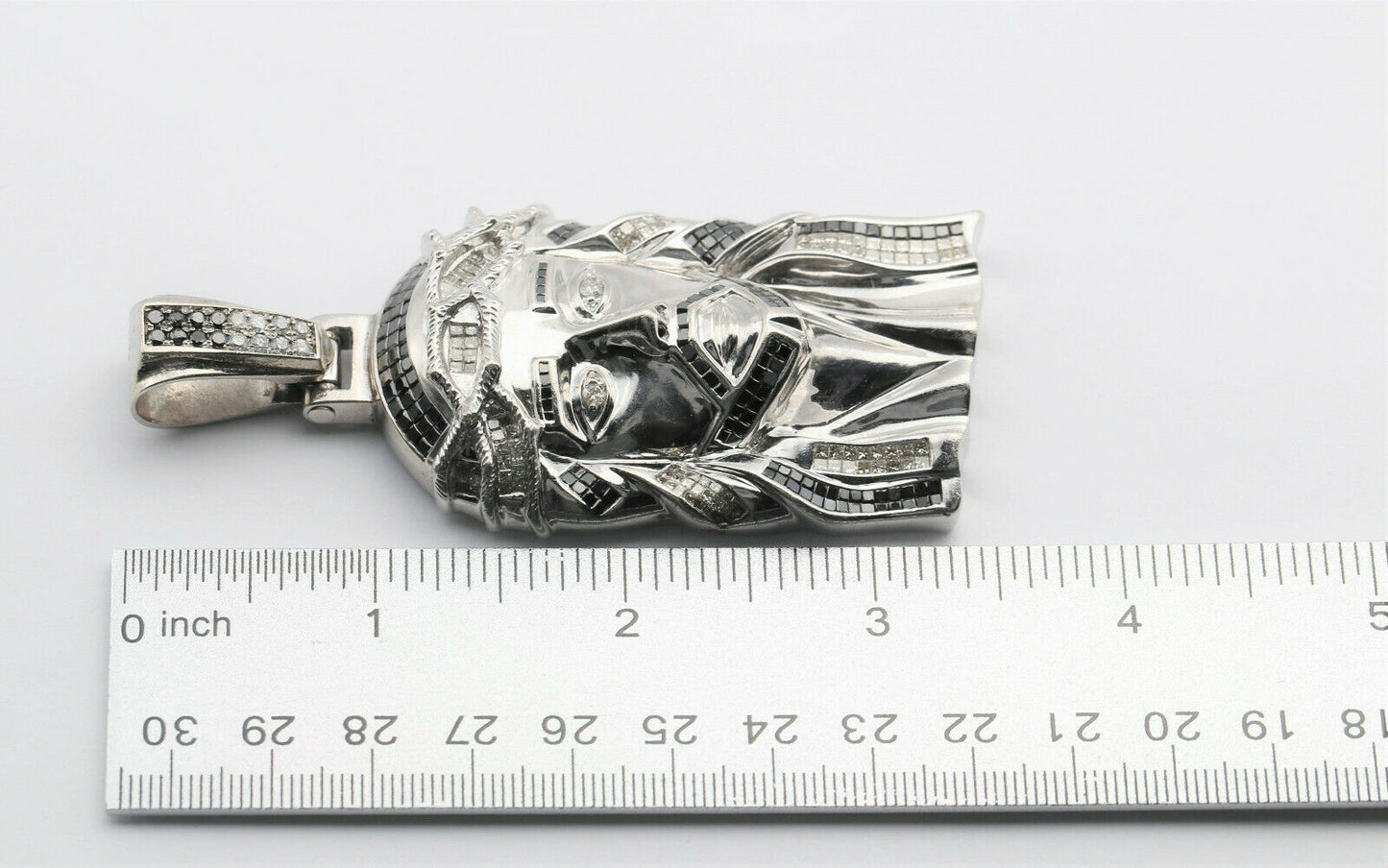 14k White Gold Jesus Pendant w Diamonds, 7.15cttw - 83.2g