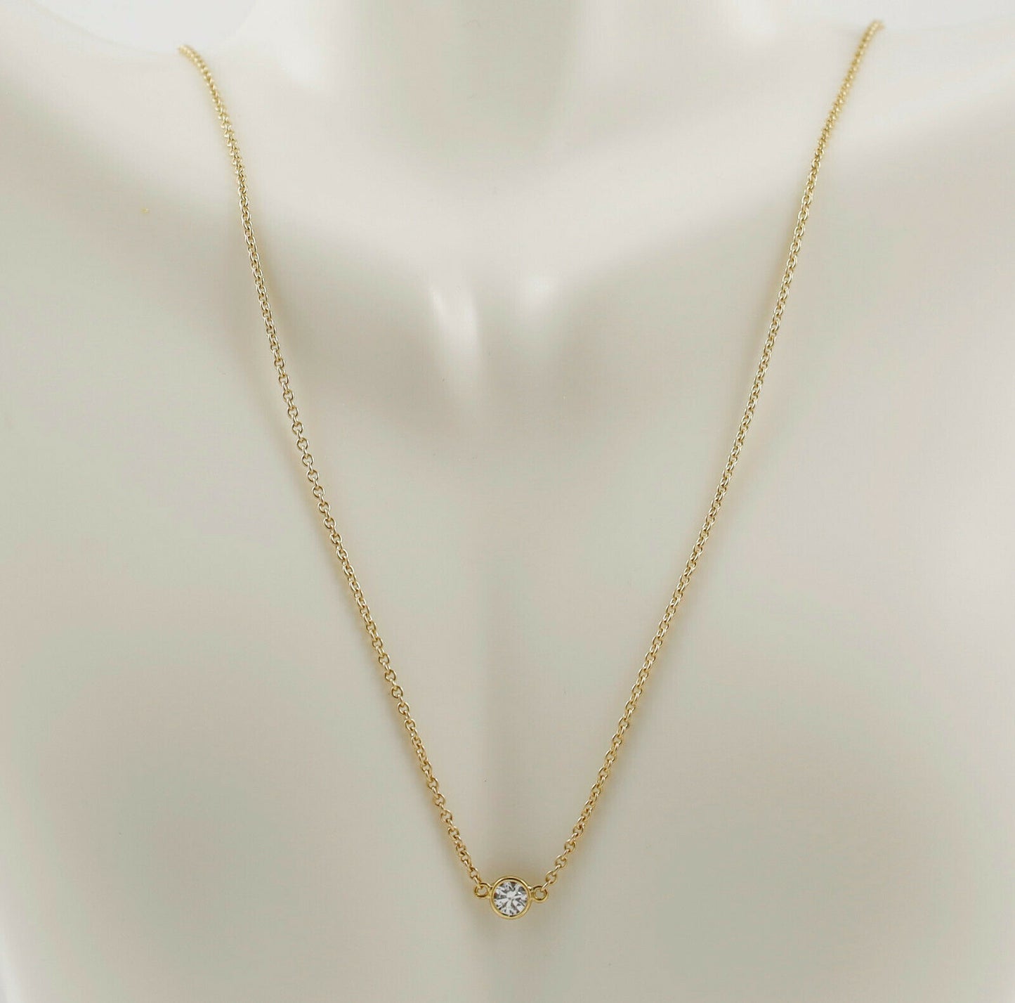 14k Yellow Gold Single Diamond Necklace, 16 inches - 2.3g