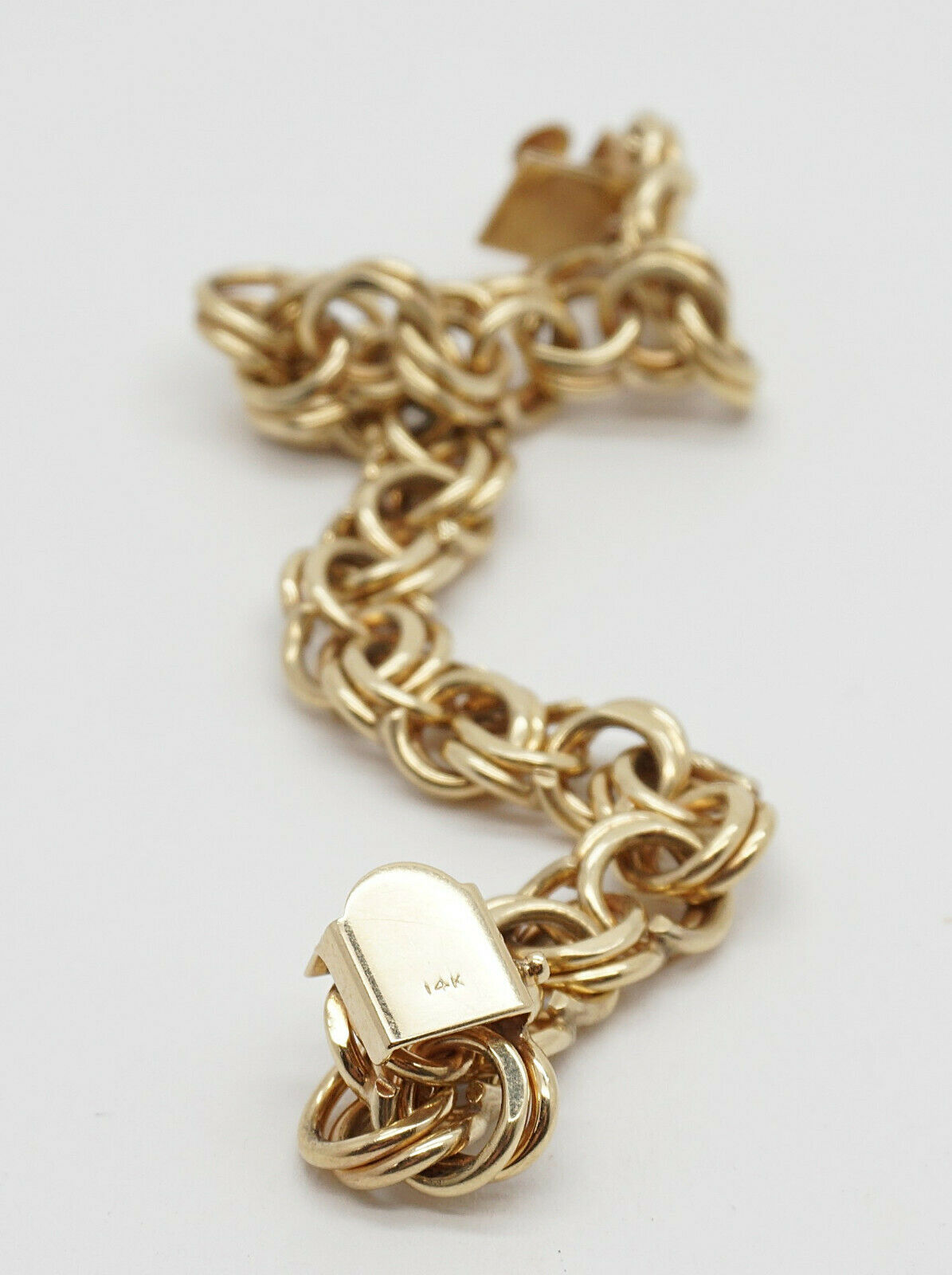14K Yellow Gold Solid Ladies Charm Bracelet, 7.75 inches - 33.2g