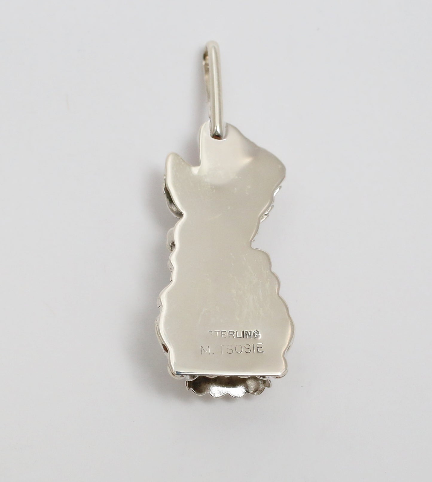 M. TSOSIE Sterling Silver Turquoise & Coral Eagle Pendant, 7.0g