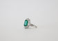 18k White Gold Emerald & Diamond Cocktail Ring, Size 6 - 6.0g