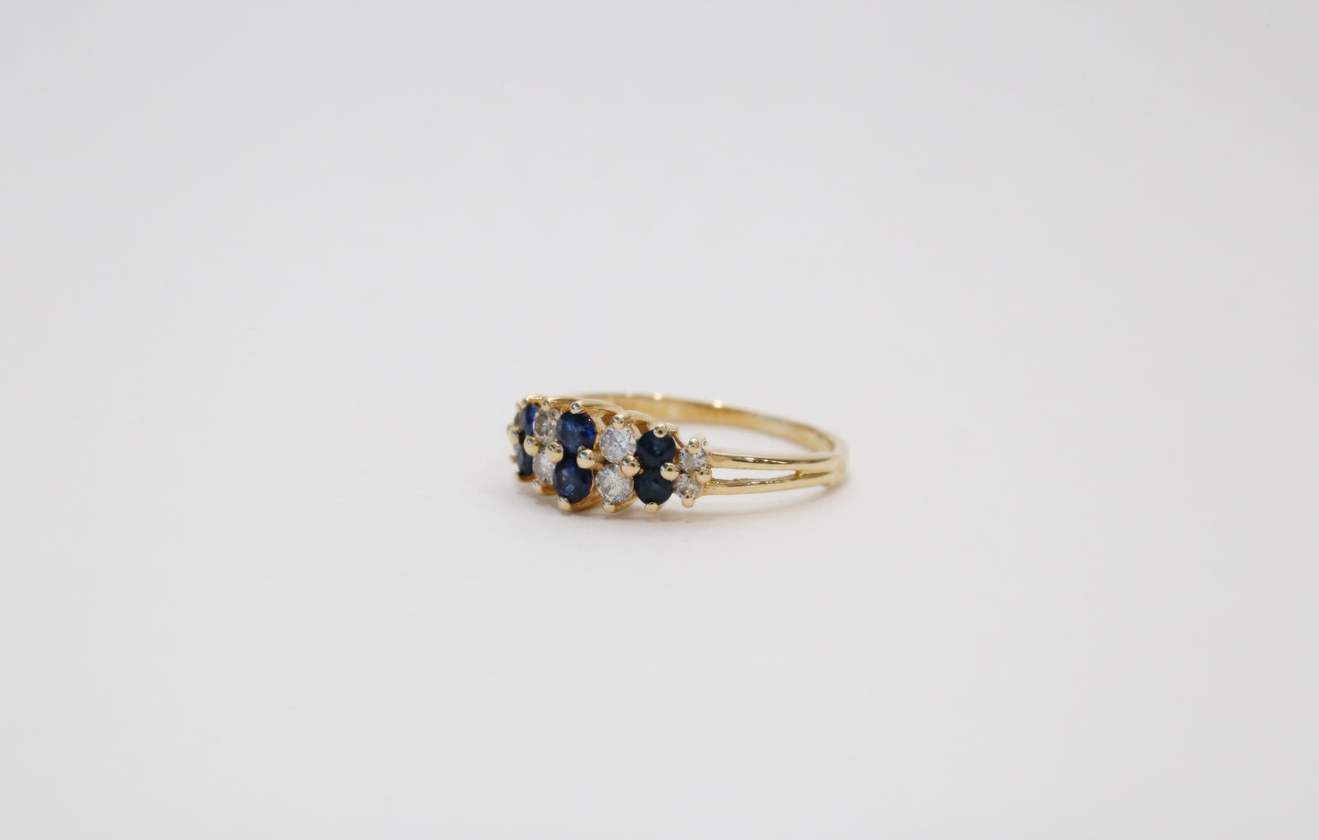 14k Yellow Gold Sapphire & Diamond Ring, Size 6.5 - 2.2g