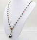 14k Yellow Gold Tahitian Pearl & Garnet Necklace, 18 inches - 12.3g