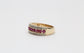 14k Yellow Gold Diamond & Ruby Ring, Size 8.5 - 3.5g