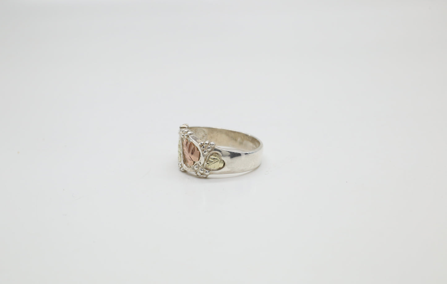 Sterling Silver & 12k Gold Leaf Ring, Size 12 - 6.1g
