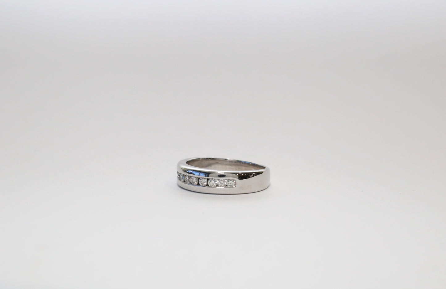 14k White Gold Diamond Band, Size 10 - 6.6g