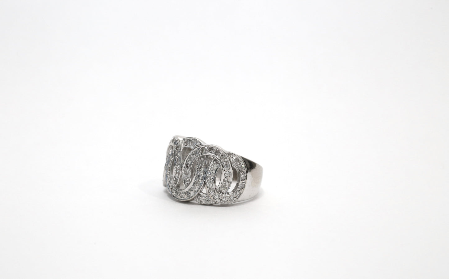 14k White Gold Multi-Diamond Ring, Size 5.5 - 5.0g