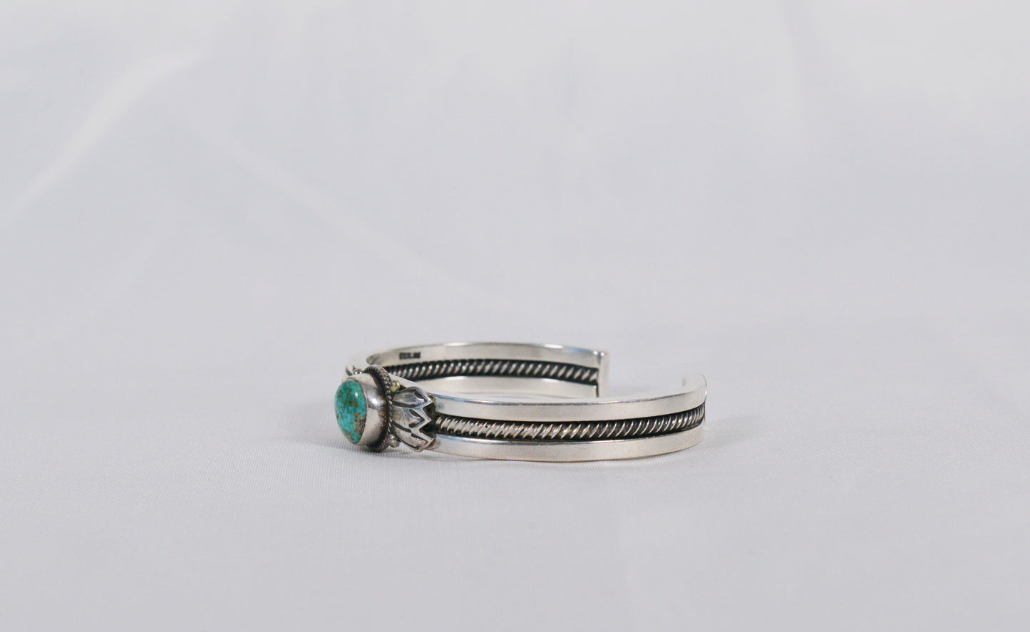 Vintage Sterling Silver Turquoise Cuff Bracelet, 7.5 inches - 50.4g