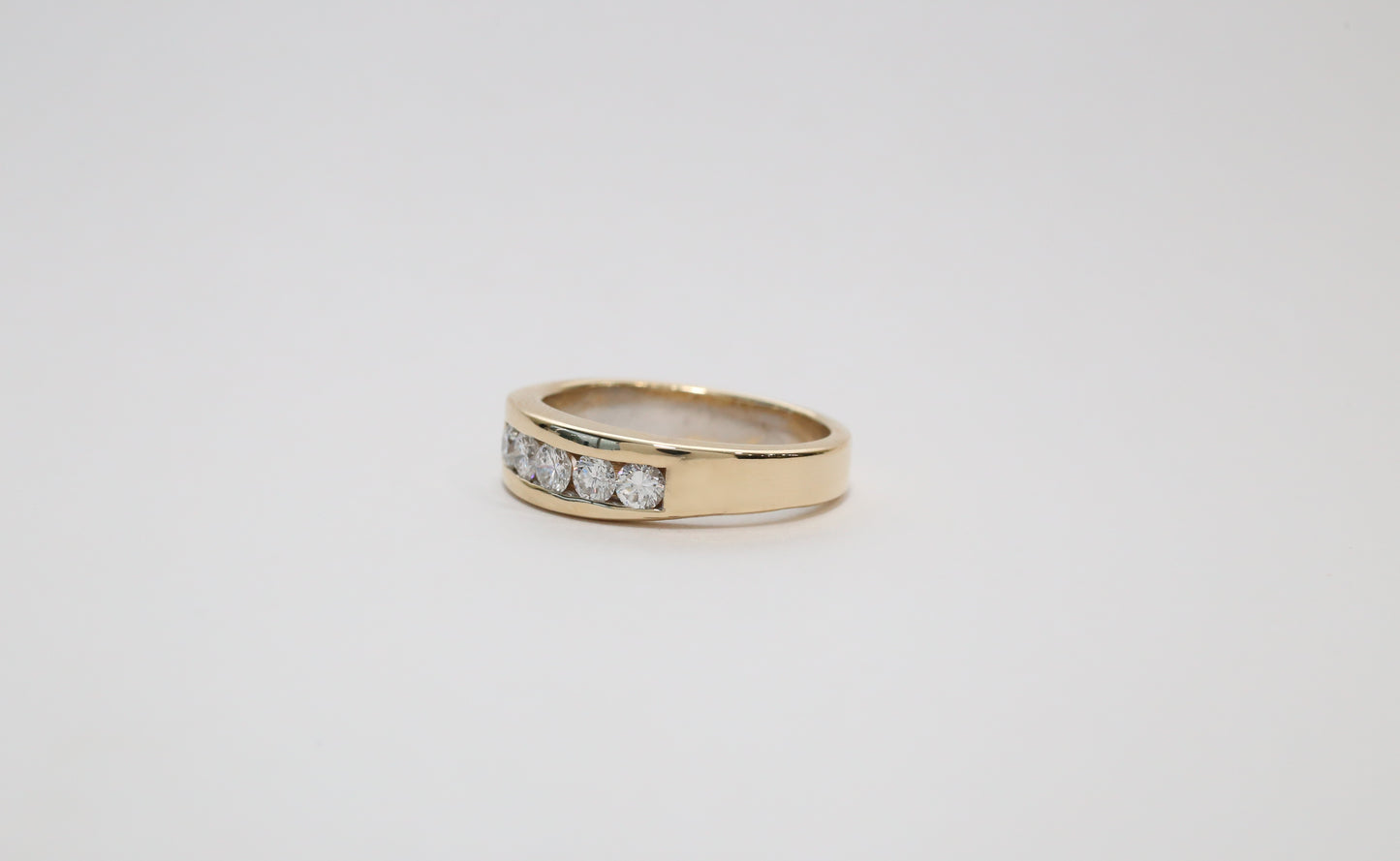 14k Yellow Gold Diamond Band, Size 10 - 9.0g