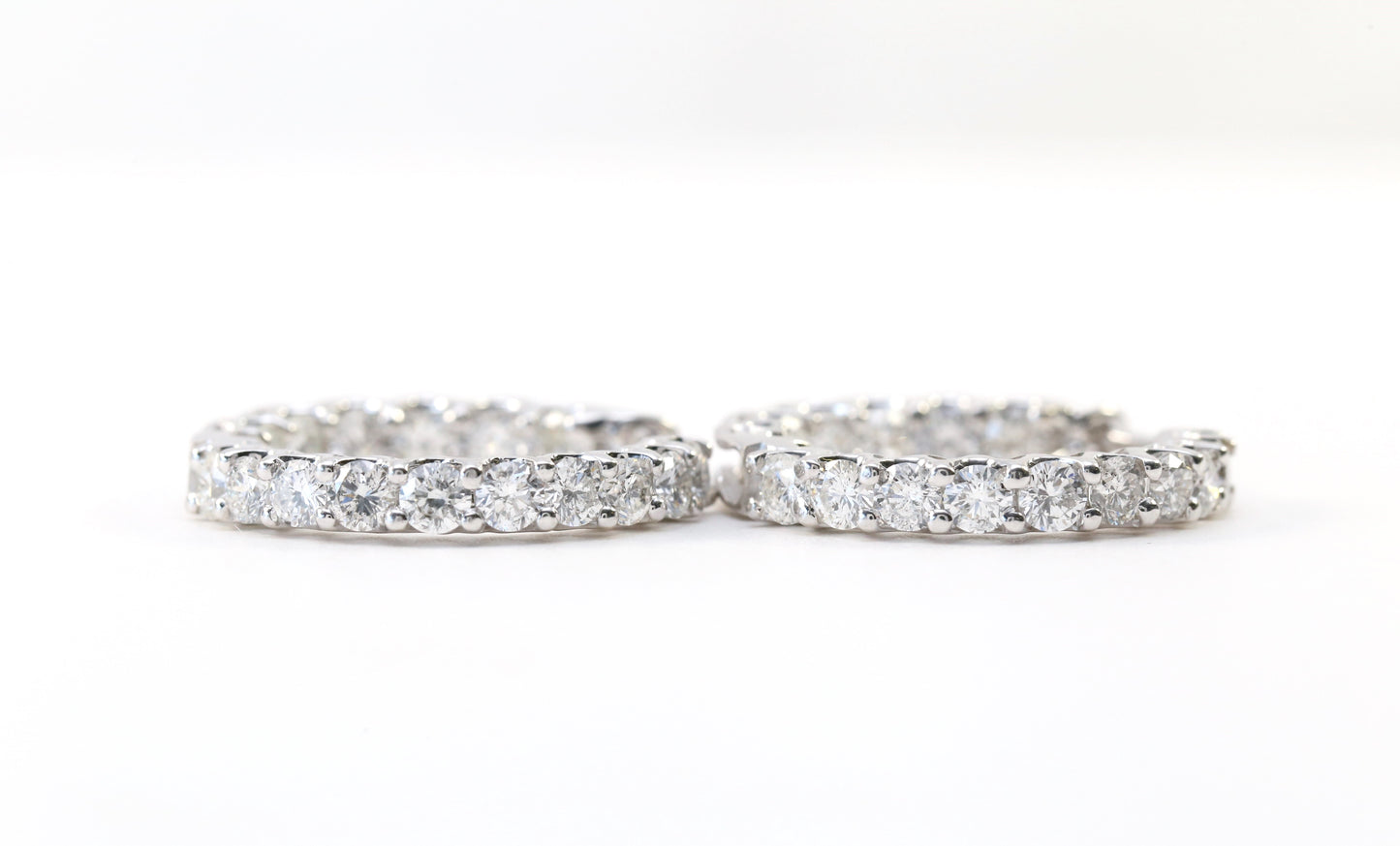 14k White Gold 6.12ctw Diamond Hoop Earrings - 6.9g