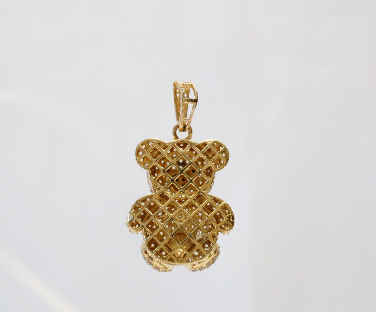 14k Yellow Gold Cubic Zirconia Bear Pendant, 7.4g