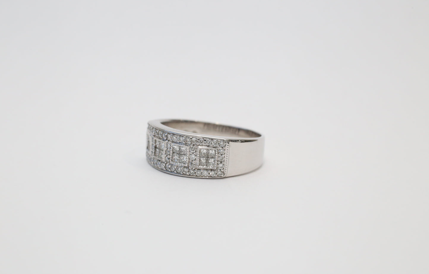 14k White Gold Multi-Diamond Band, Size 10 - 6.6g