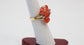 18k Yellow Gold Diamond & Red Coral Flower Ring, Size 6.5 - 8.0g