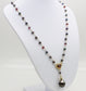 14k Yellow Gold Tahitian Pearl & Garnet Necklace, 18 inches - 12.3g