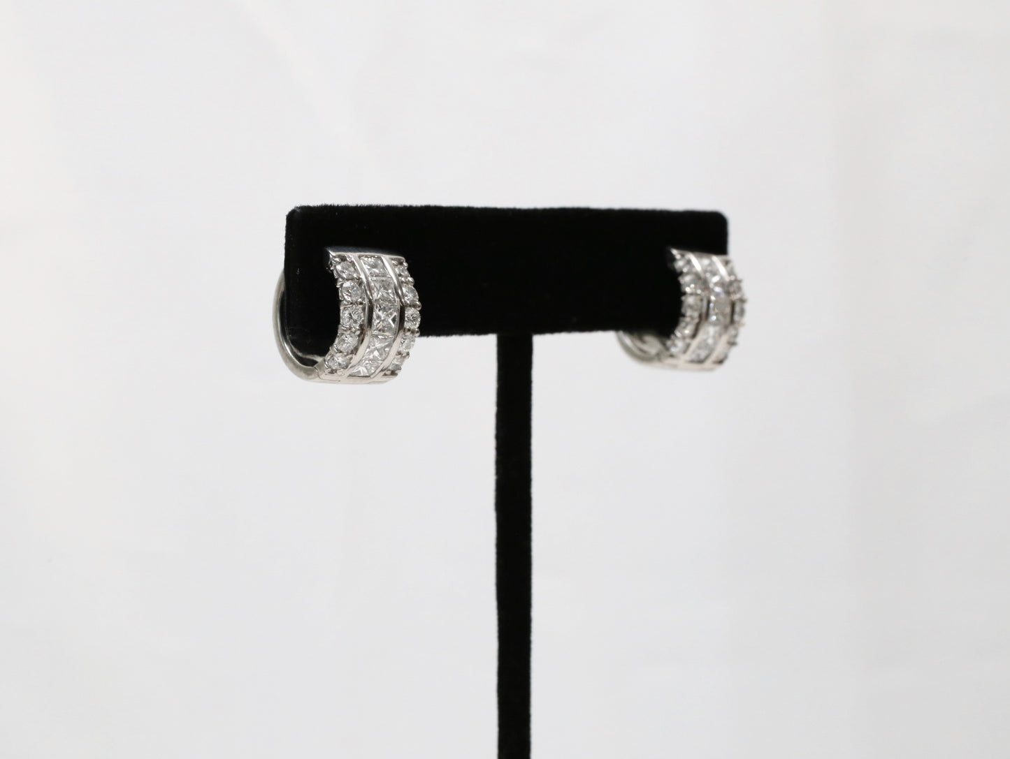 18k White Gold Diamond Hoop Earrings, 11.5g