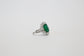 18k White Gold Emerald & Diamond Cocktail Ring, Size 6 - 6.0g