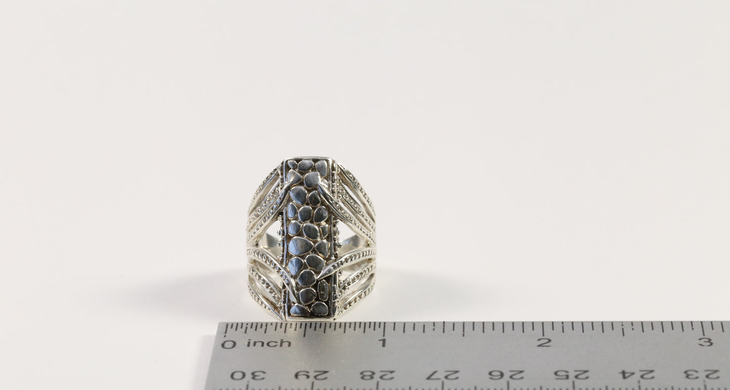 Vintage Sarda Sterling Silver Rectangular Molten Ring, Size 9 - 11.2g