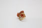 18k Yellow Gold Diamond & Red Coral Flower Ring, Size 6.5 - 8.0g