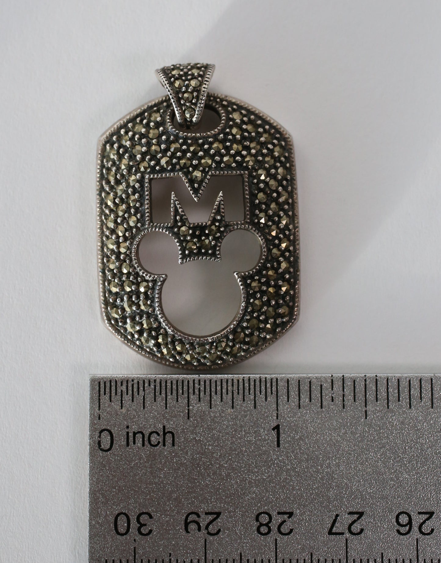 Judith Jack Sterling Silver Disney Mickey Mouse Marcasite Pendant, 16.6g