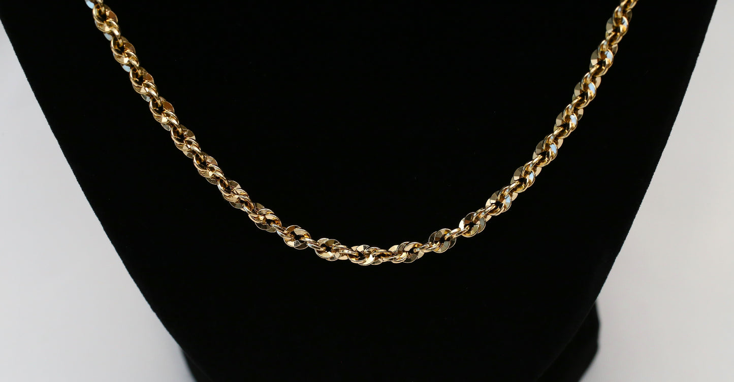 NEW 14k Yellow Gold Rope Chain, 22 inches - 5.7g