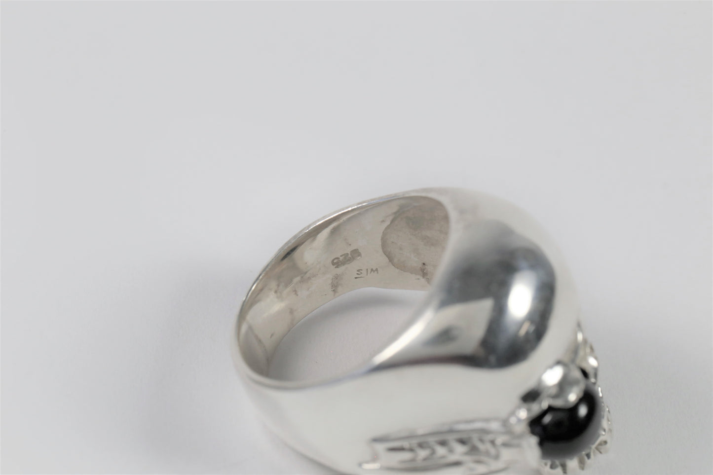 Sterling Silver Skull & Eyepatch Ring, Size 9 - 14.2g