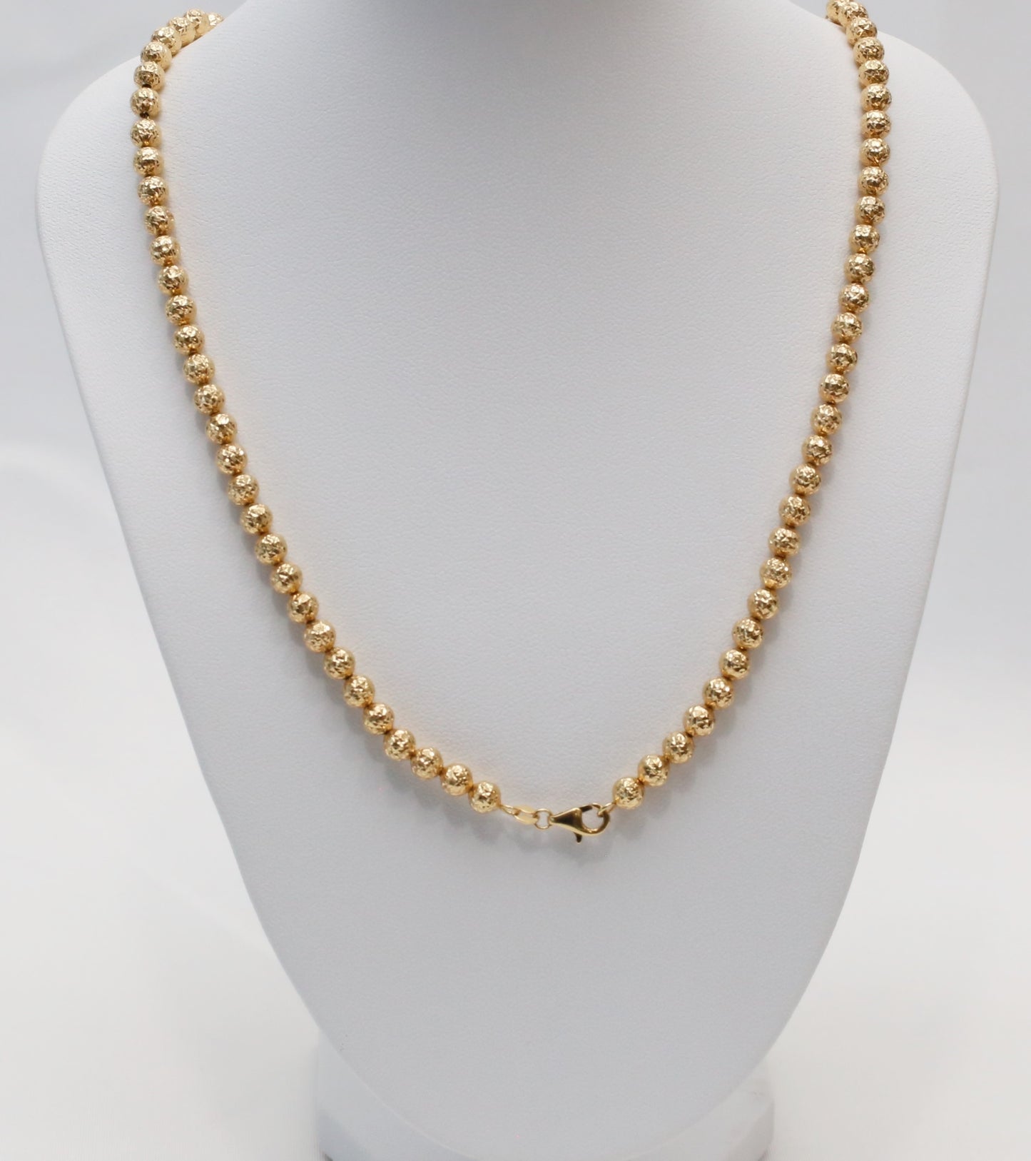 18k Yellow Gold Beaded Necklace, 18 inches - 12.1g