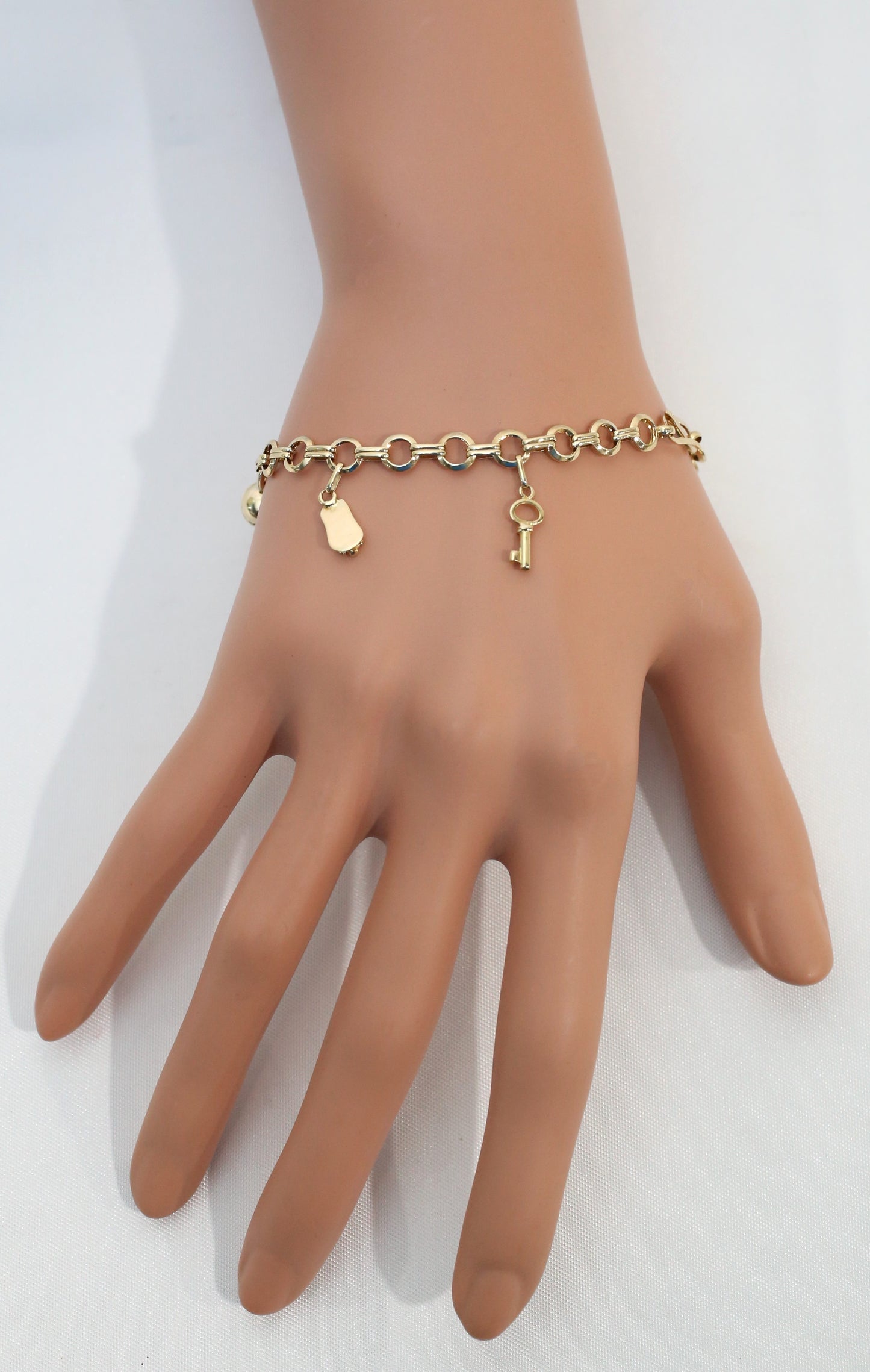 14k Yellow Gold Charm Bracelet, 7.5 inches - 6.2g