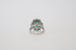 18k White Gold Emerald & Diamond Cocktail Ring, Size 6 - 6.0g