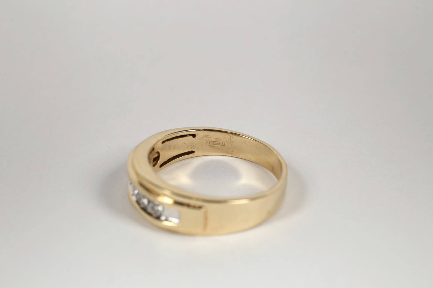 14k Yellow Gold Men's 5 Diamond Ring, Size 13.75 - 7.4g