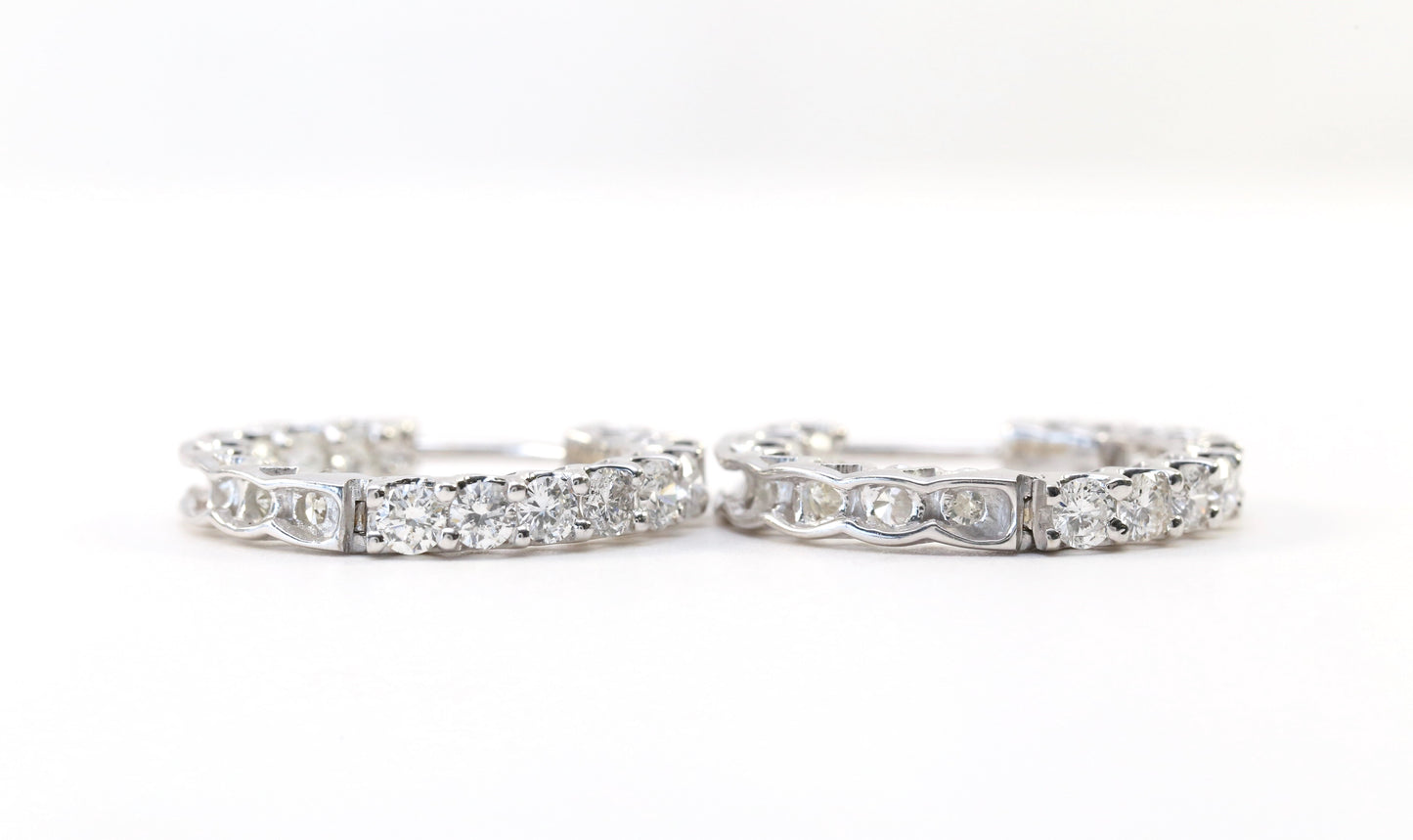 14k White Gold 6.12ctw Diamond Hoop Earrings - 6.9g