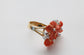 18k Yellow Gold Diamond & Red Coral Flower Ring, Size 6.5 - 8.0g