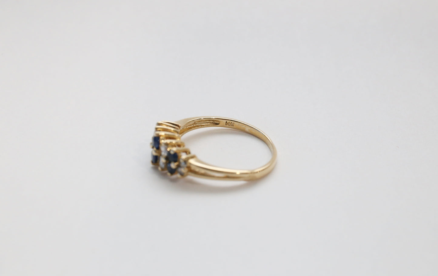 14k Yellow Gold Sapphire & Diamond Ring, Size 6.5 - 2.2g