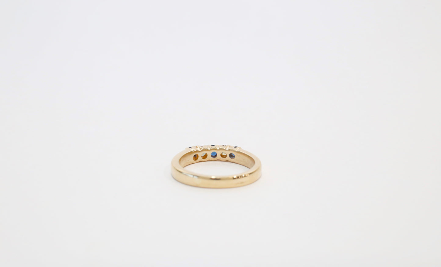 14k Yellow Gold Sapphire & Diamond Ring, Size 5.5 - 3.6g