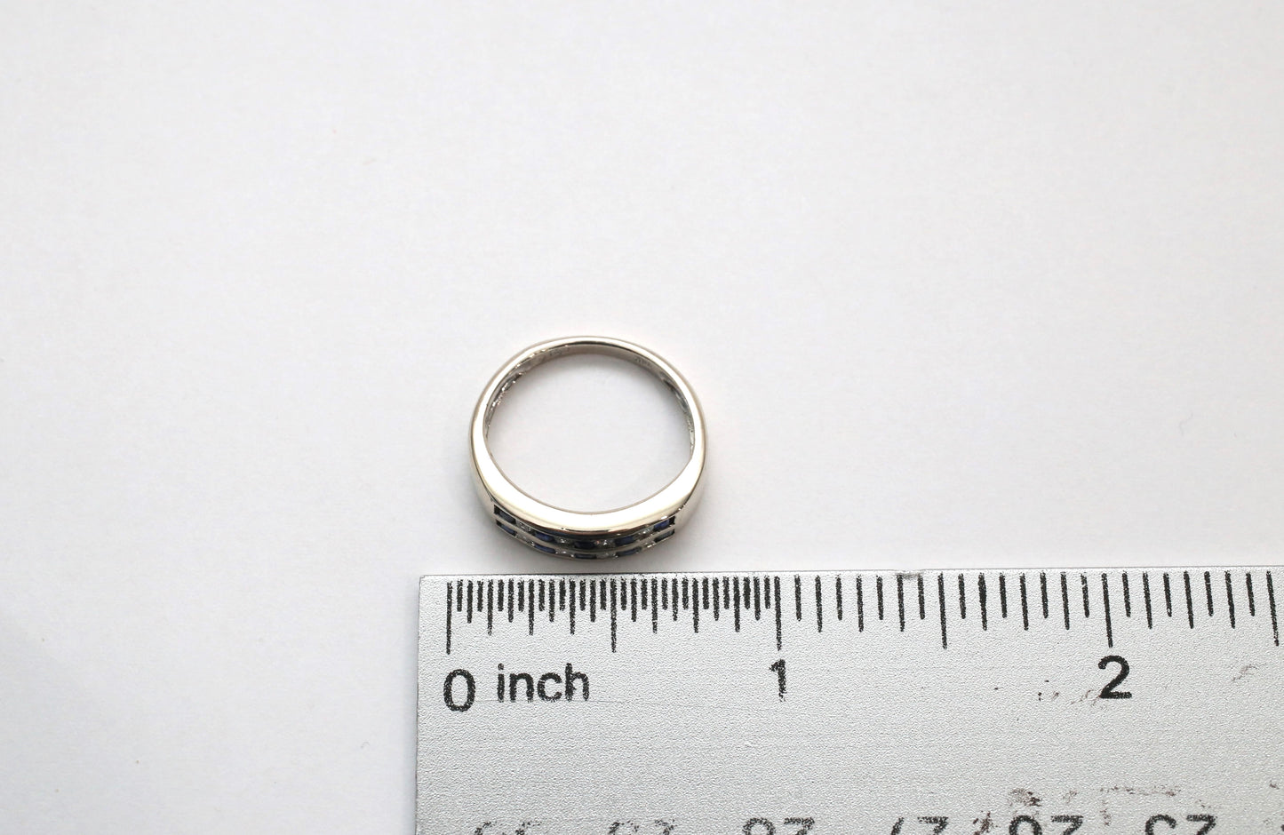 14k White Gold Sapphire & Diamond Ring, Size 5.25 - 2.1g