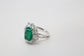 18k White Gold Emerald & Diamond Cocktail Ring, Size 6 - 6.0g