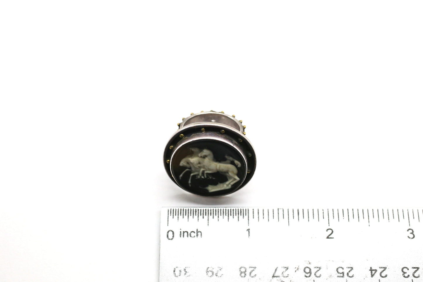 Vintage Sterling Silver Intaglio Ring, Size 7 - 16.7g