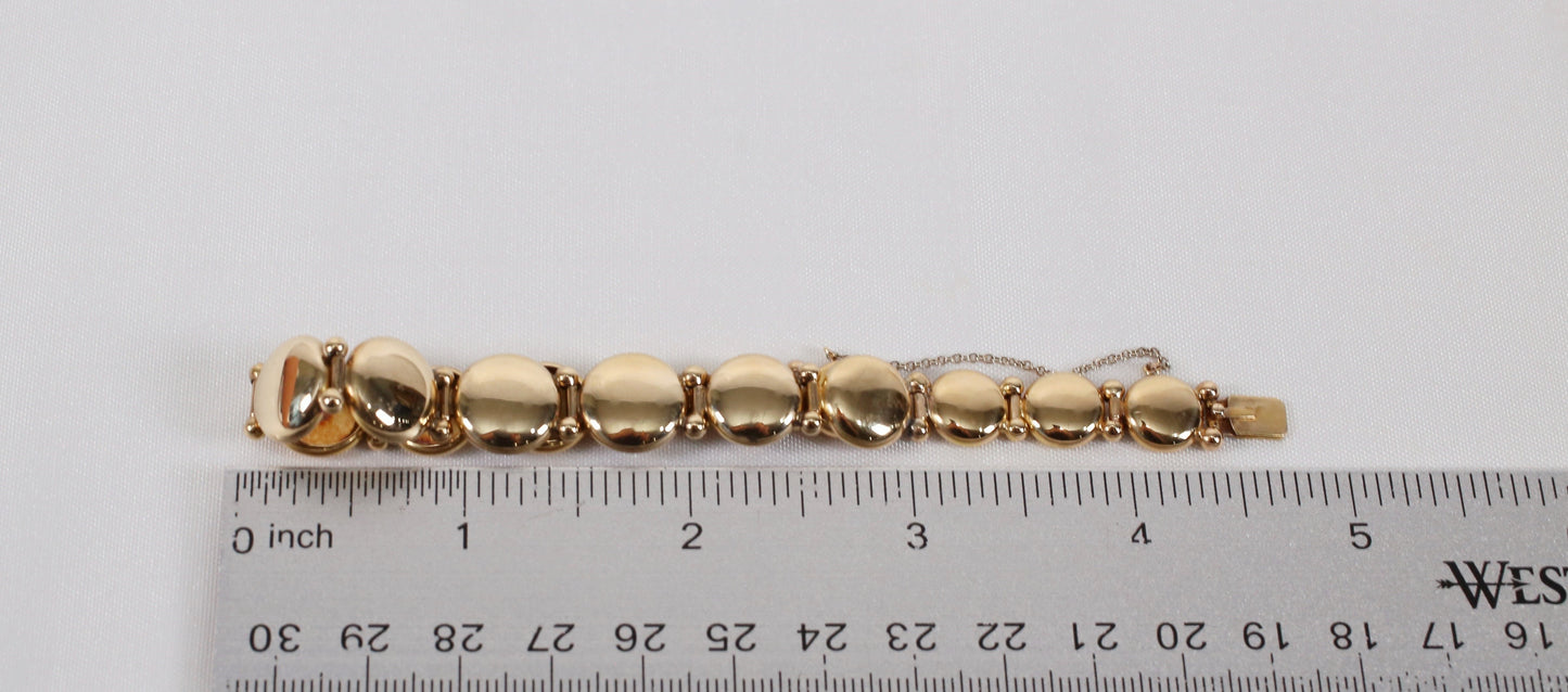 Vintage 14k Yellow Gold Circle Link Bracelet, 7.25 inches - 15.0g