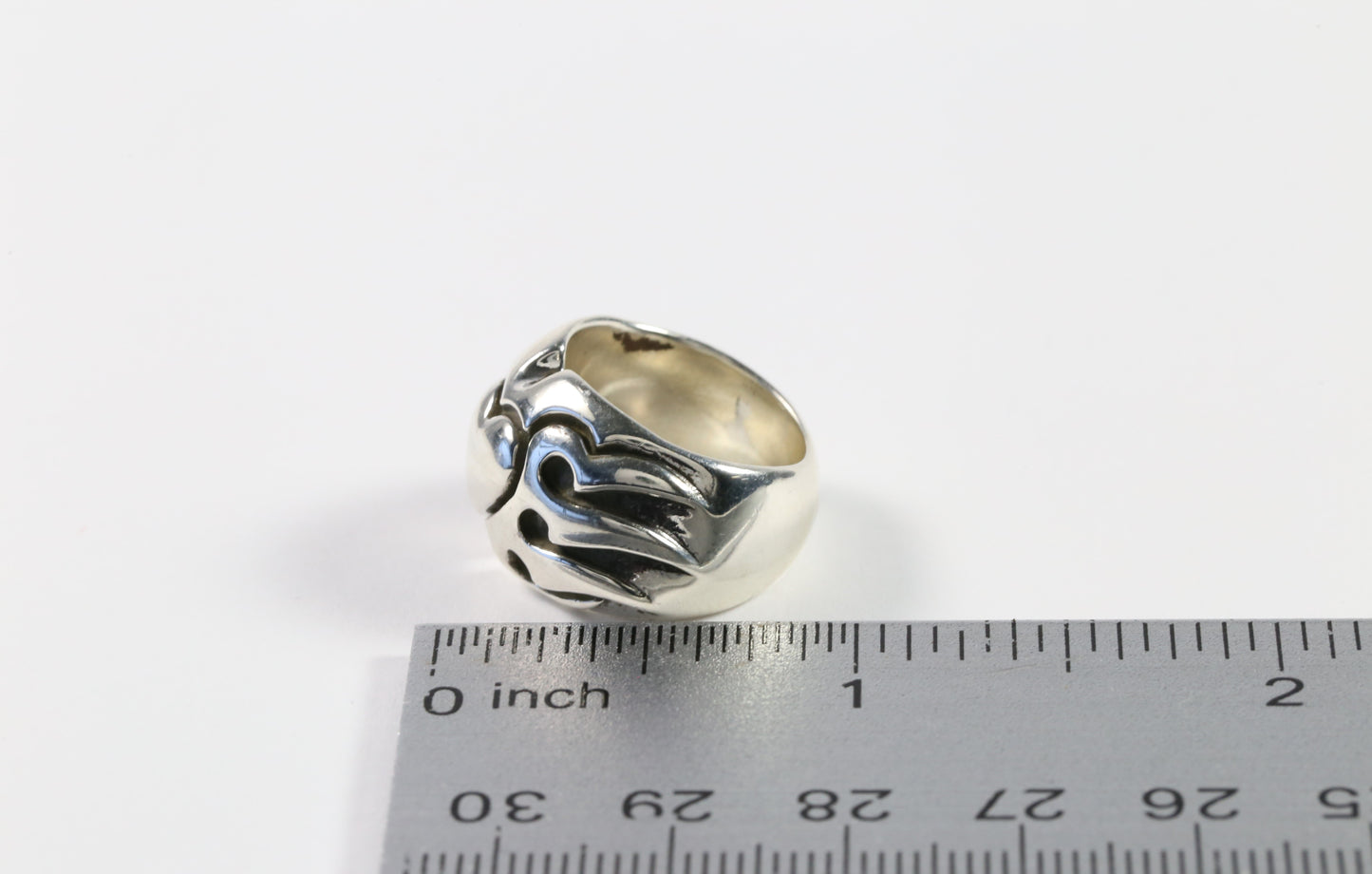 Sterling Silver Winged Heart Ring, Size 4.75 - 17.0g