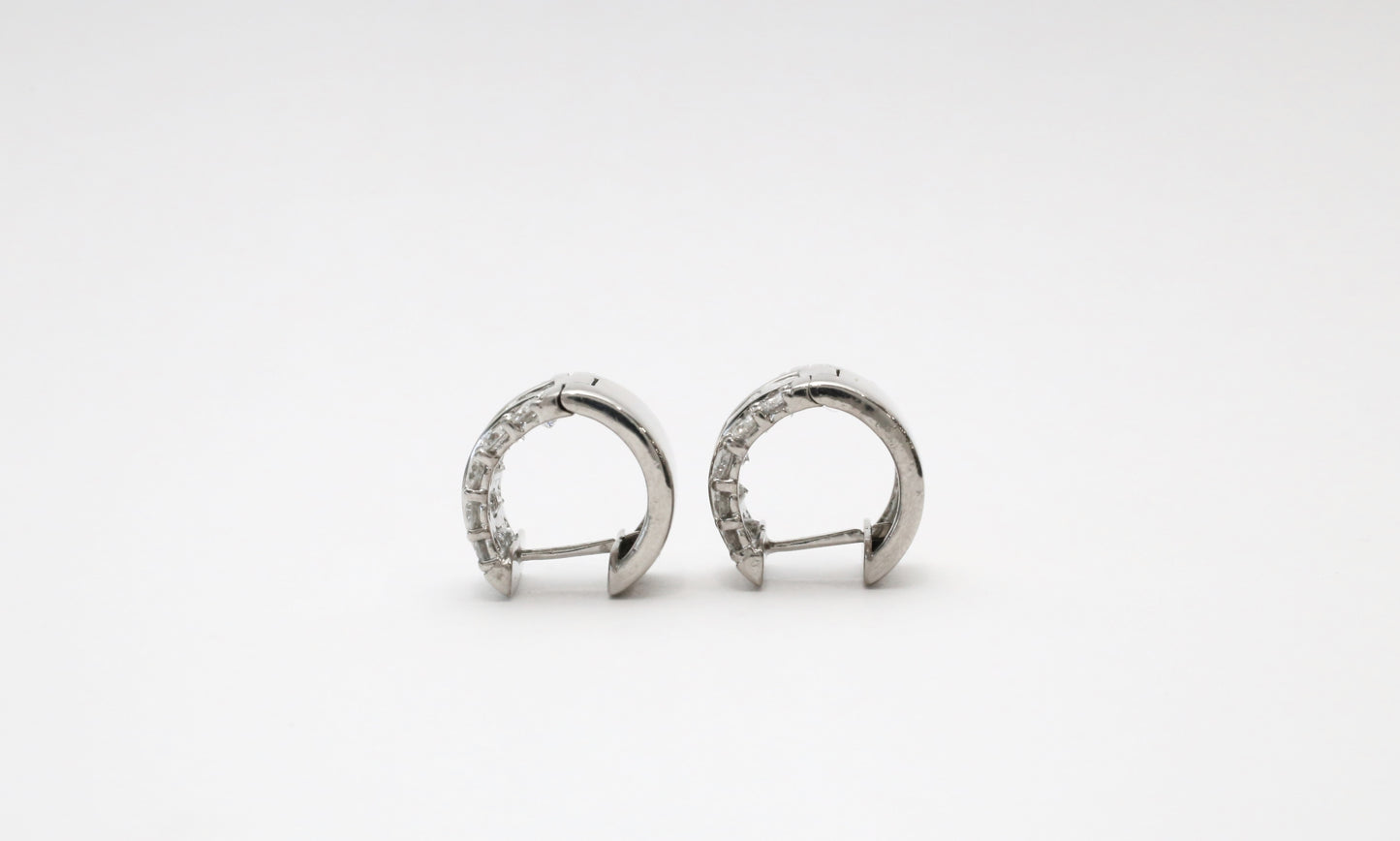 18k White Gold Diamond Hoop Earrings, 11.5g
