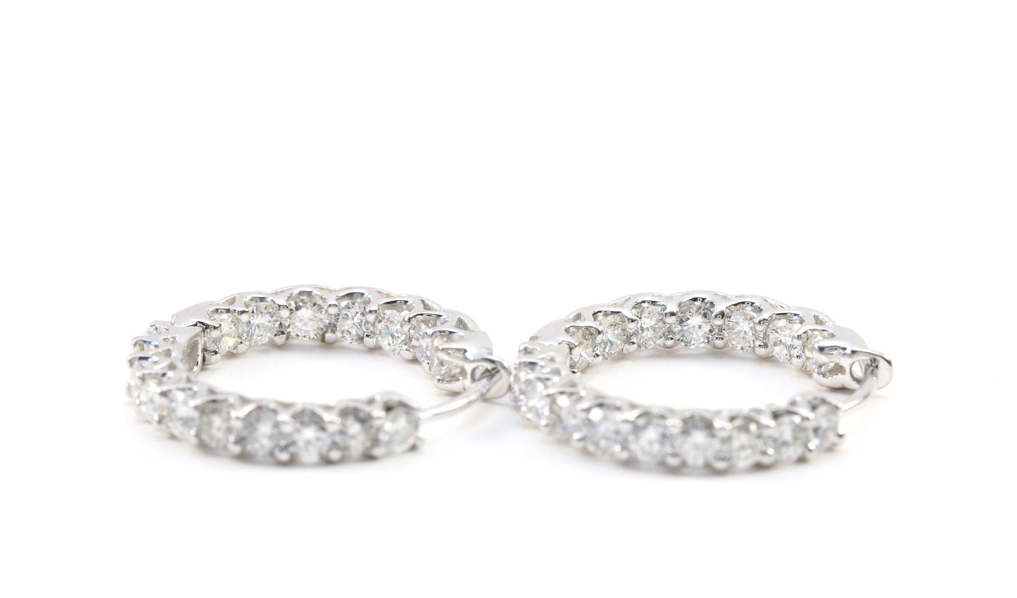 14k White Gold 6.12ctw Diamond Hoop Earrings - 6.9g