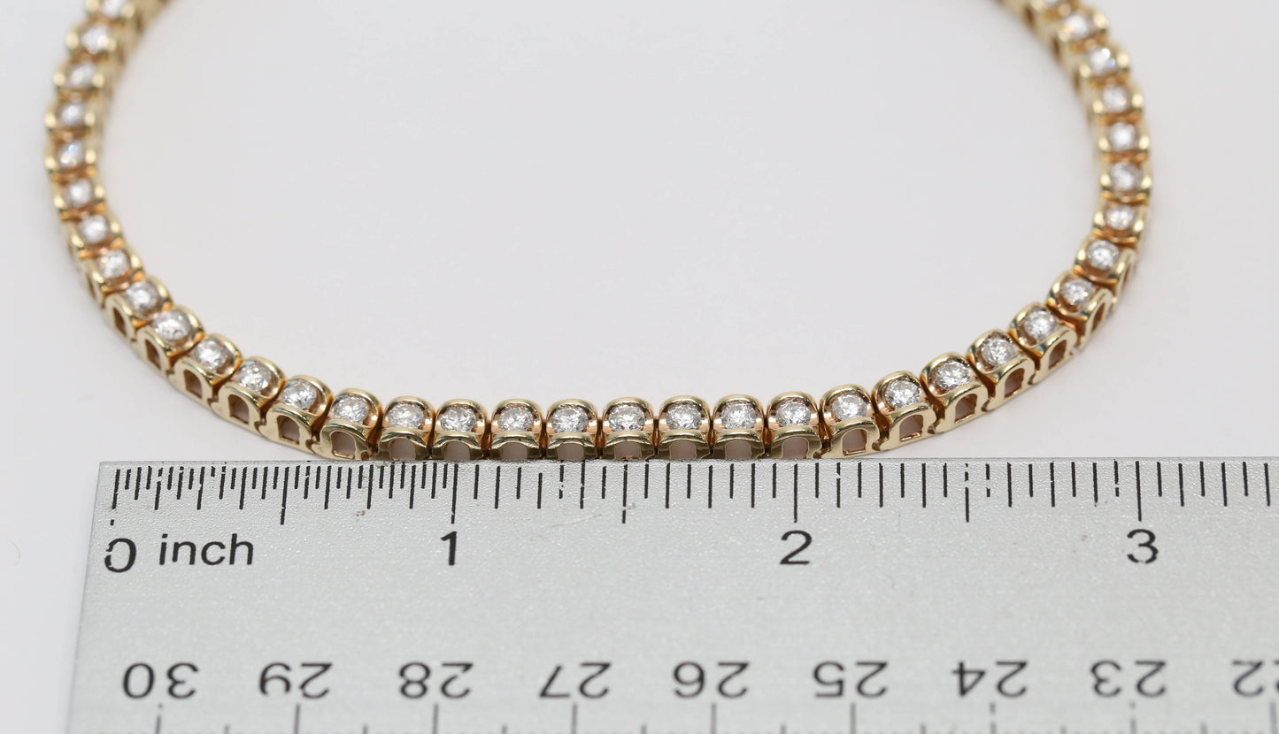14k Yellow Gold Diamond Tennis Bracelet, 7.5 inches - 17.3g