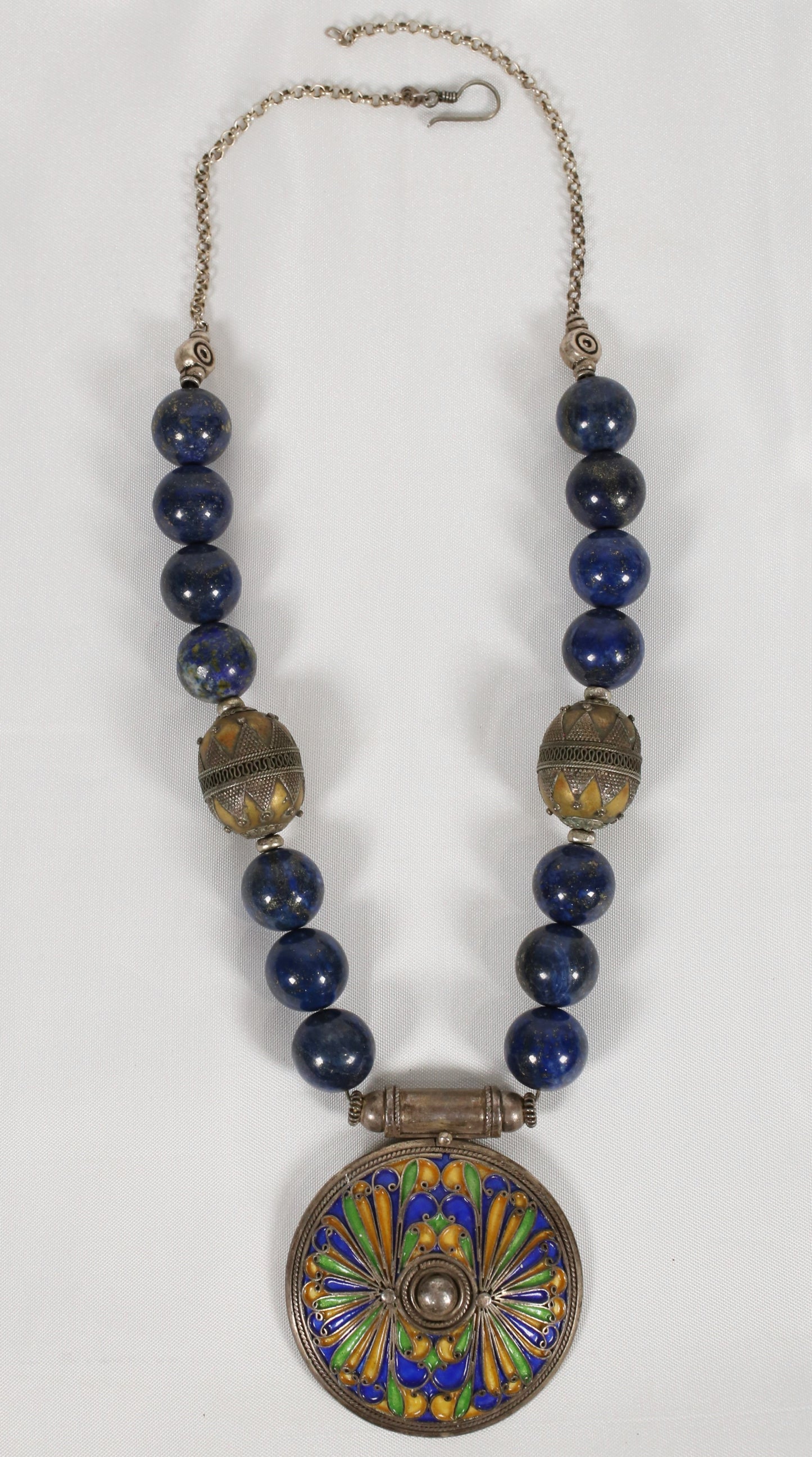 Vintage Sterling Silver Lapis Lazuli Pendant Necklace, 23 inches (adjustable) - 150.2g