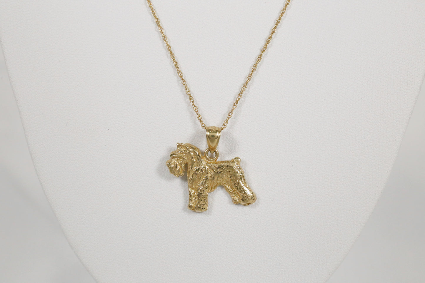 14k Yellow Gold Schnauzer Dog Pendant Necklace, 18 inches - 3.2g
