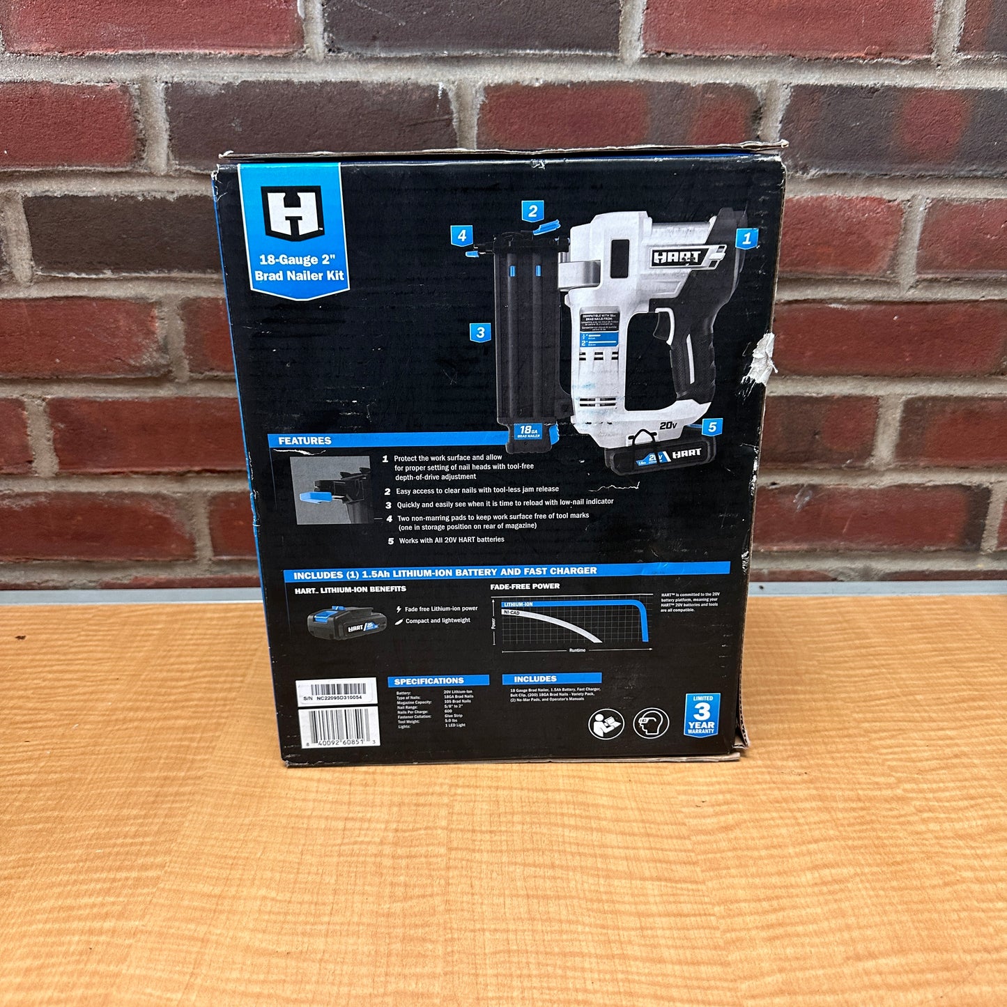 Hart HPRNR02B 18 Gauge 2" Brad Nailer Kit