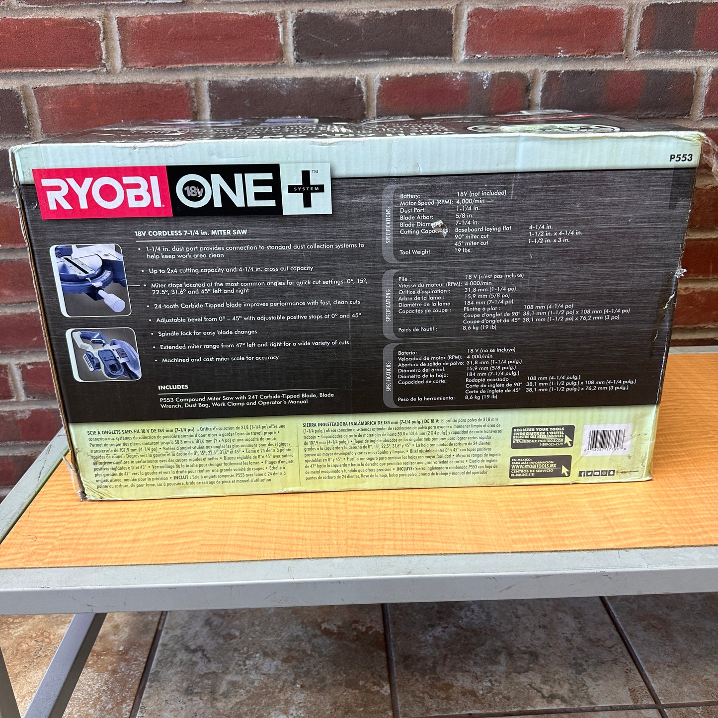 Ryobi P553 18V Cordless 7 1/4" Miter Saw