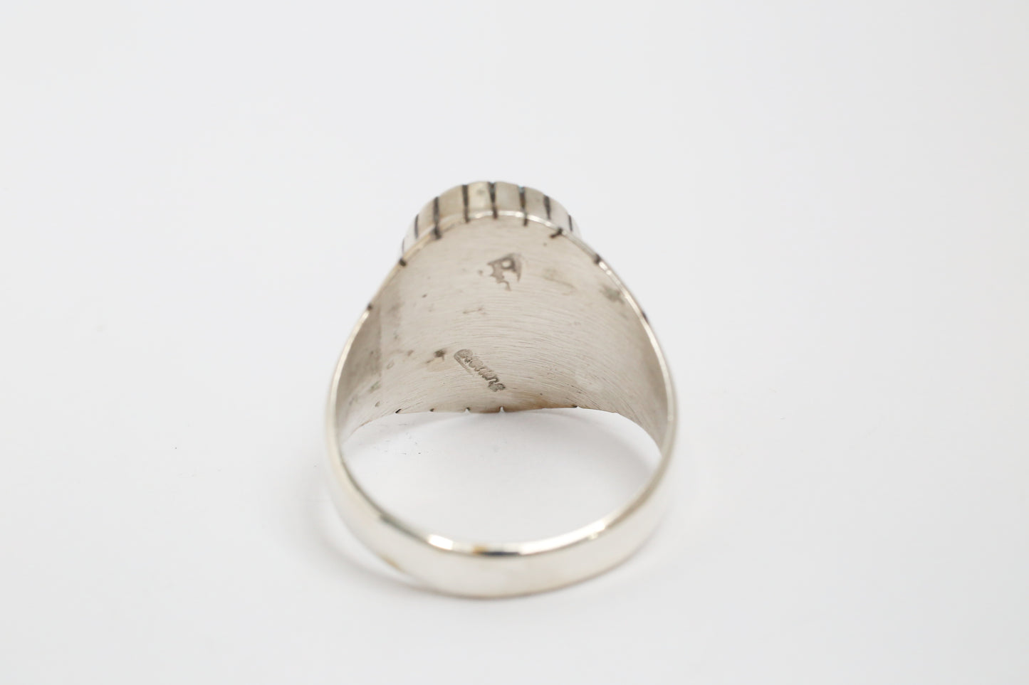 Native American Sterling Silver Inlaid Turquoise Ring, Size 12 - 11.2g