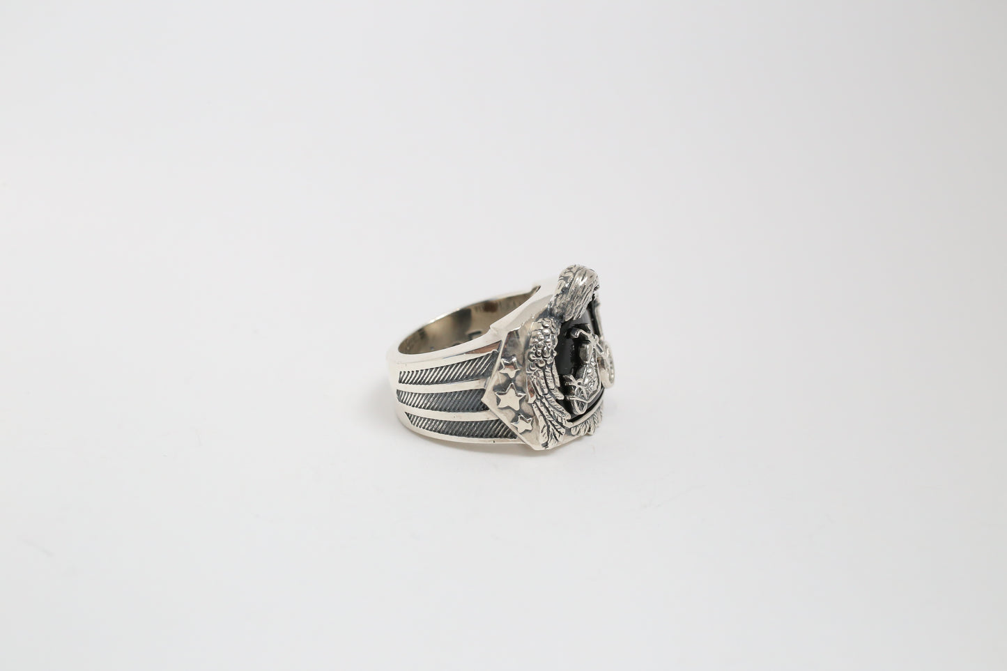 Sterling Silver Motorcycle Eagle Ring, Size 8 - 21.3g