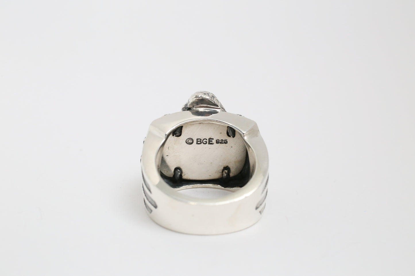 Sterling Silver Motorcycle Eagle Ring, Size 8 - 21.3g