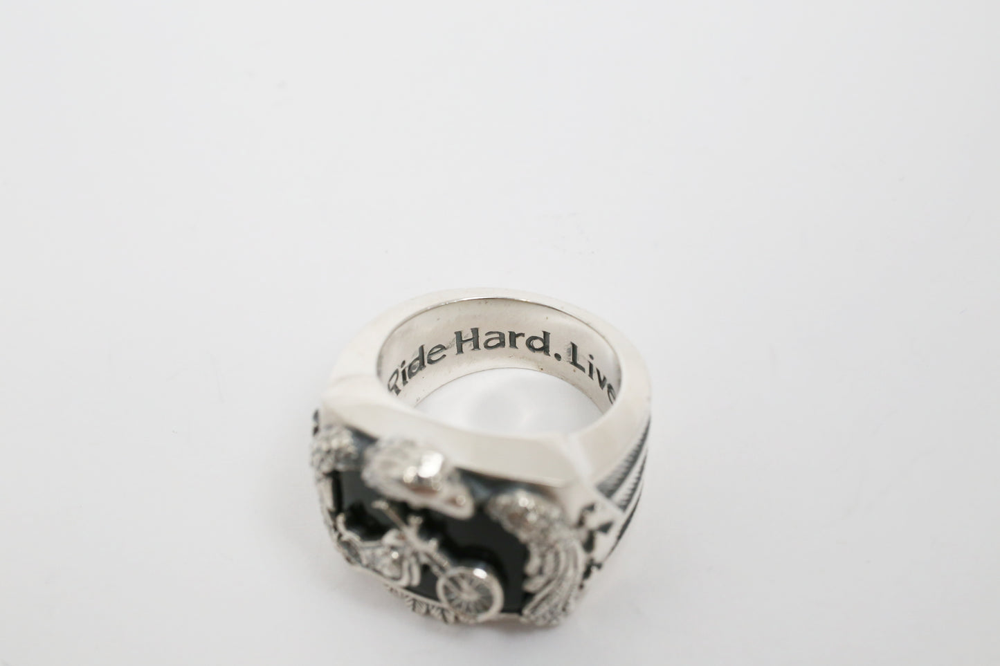 Sterling Silver Motorcycle Eagle Ring, Size 8 - 21.3g