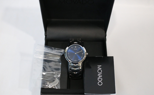 Movado Stellar Men's 0607730 40mm Stainless Steel Blue Dial Watch